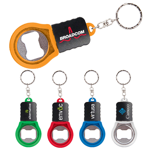 Custom Round Bottle Opener Keychain Flashlights - Keychain Flashlights