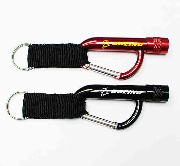 Logo Imprinted Flashlight Carabiner Keychain with 6 Colors Keychain