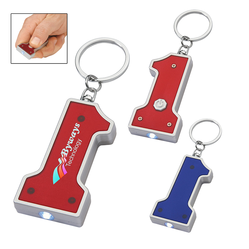 Personalized Number 1 Shape LED Keychains