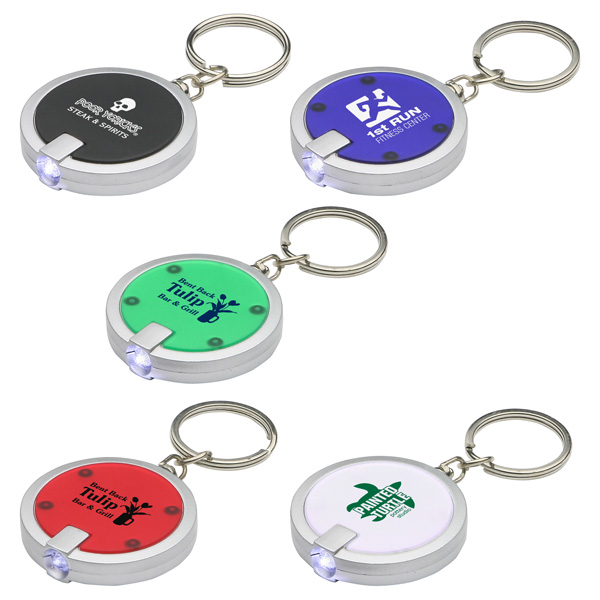 Personalized Round Simple Touch LED Keychains